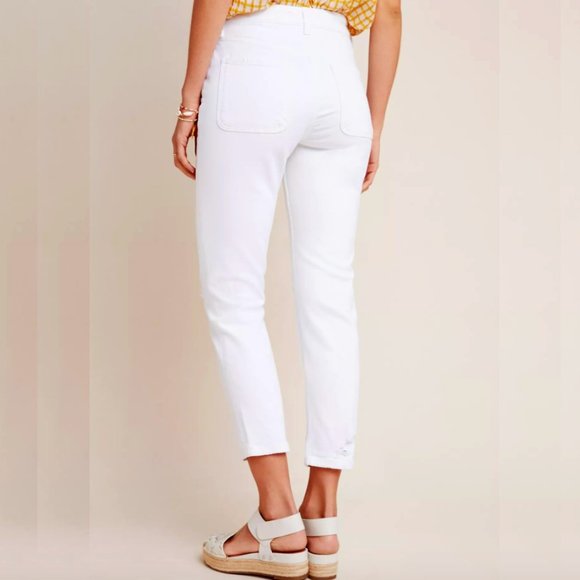 Anthropologie Pilcro Ultra High-Rise Slim Straight Jeans, White 32 - Picture 3 of 9